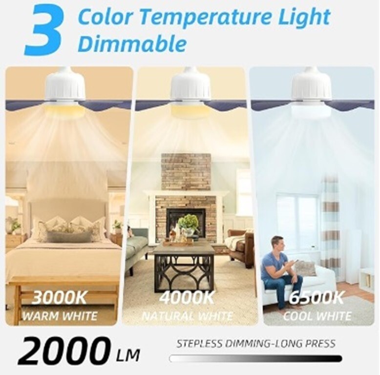 Socket Ceiling Fan Light with Remote: Ceiling Fans with Lights APP Control 3-Spe