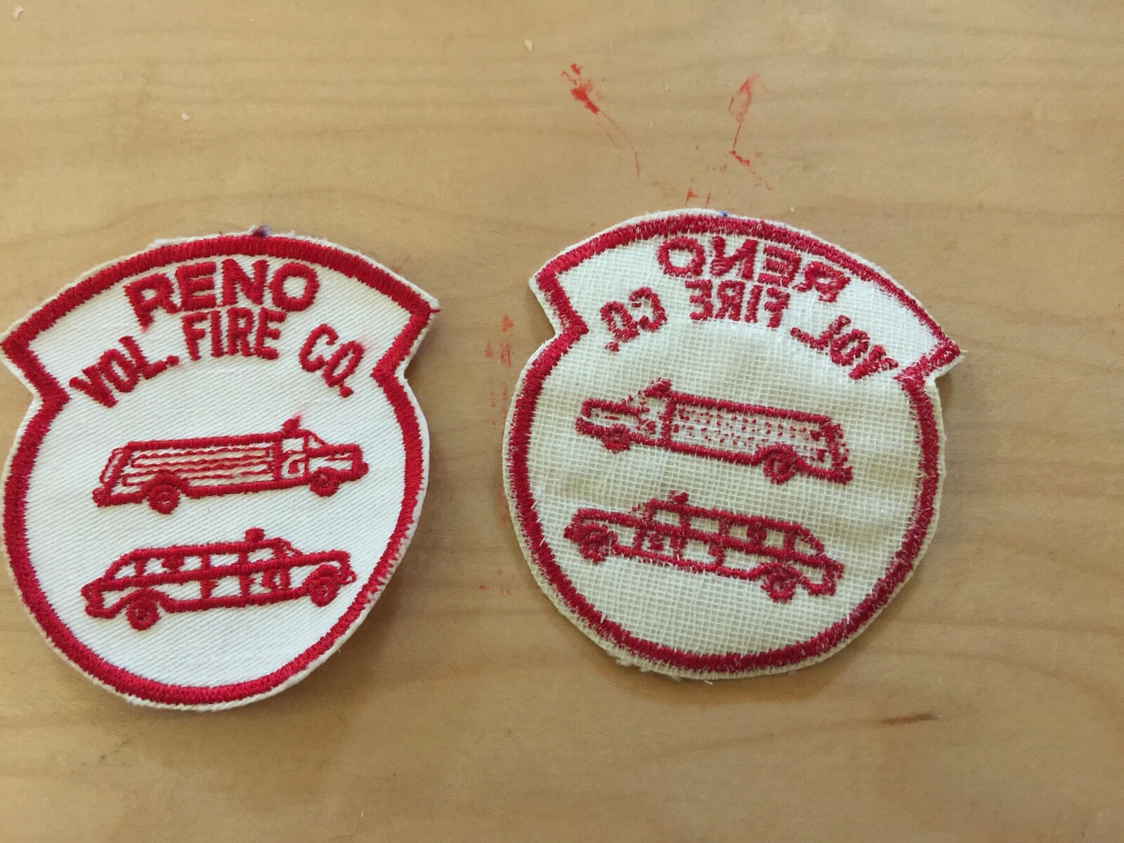 reno ohio? vintage  patch, volunteer fire co.new old stock, 1970's