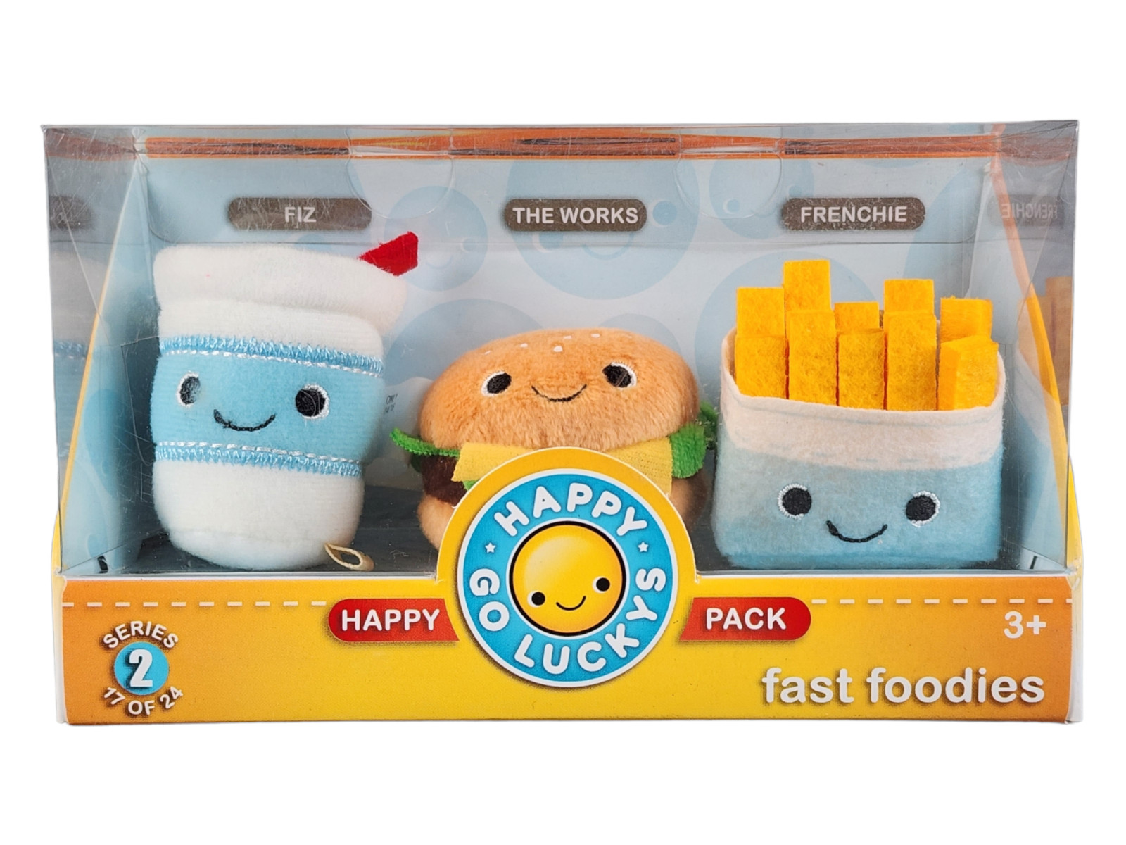 Hallmark Happy Go Luckys Plush Toys Set Fast Foodies Series 2 Fiz Works Frenchie