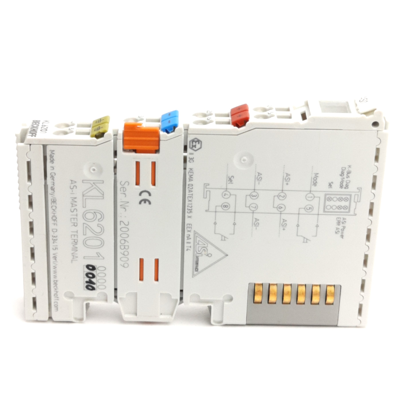 Beckhoff KL6201 AS-i Bus Terminal, Communication Interface, 1-Channel, 2-Line