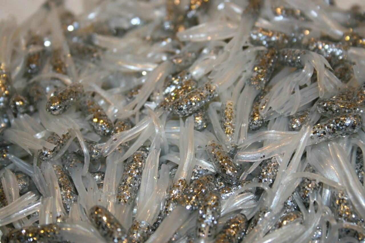 40 pk 1.5" Scale Silver / Pearl White Crappie Fishing Tube Jig Skirts Bluegill