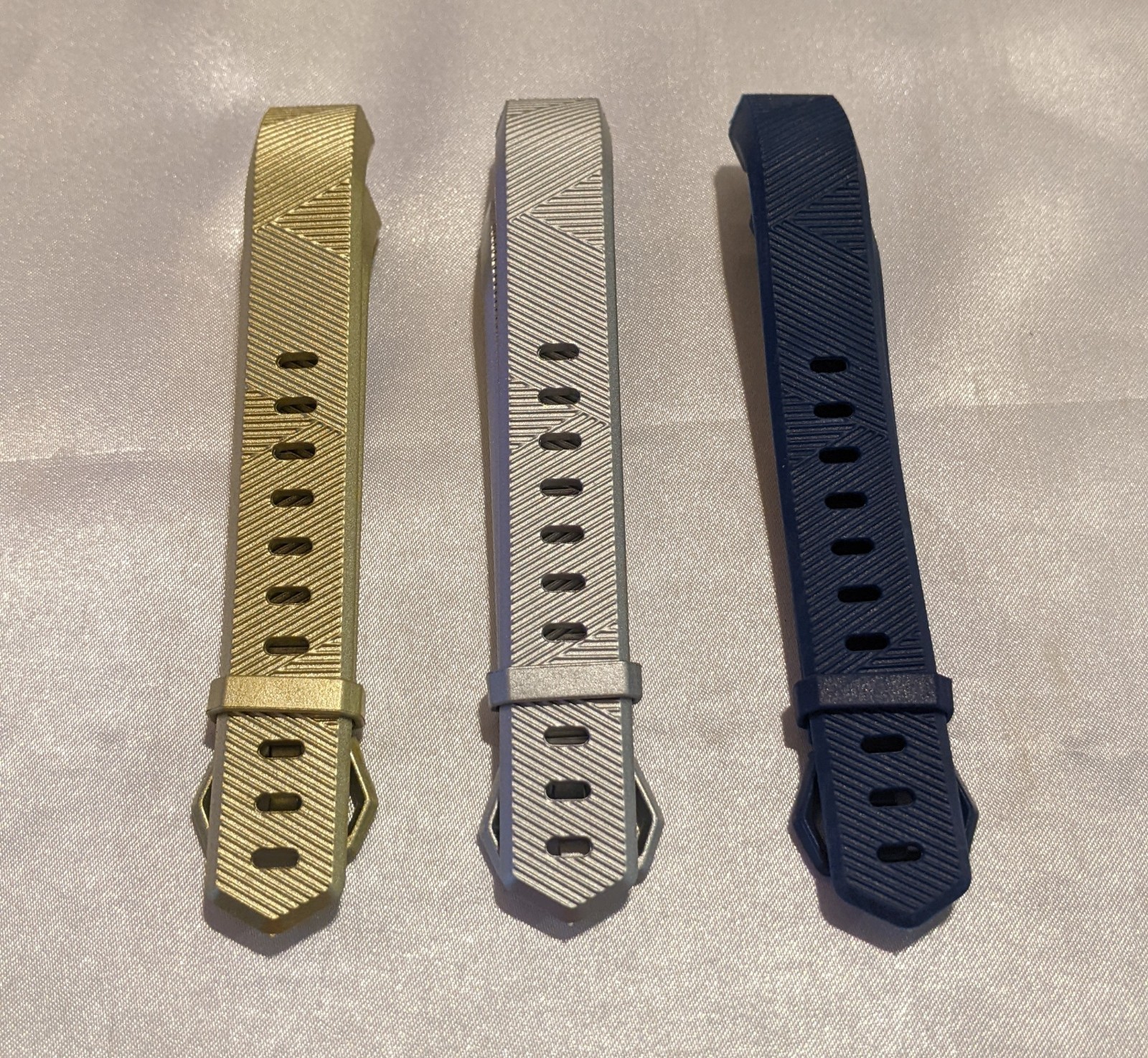 Lot Of Three New Fitbit Alta Bands Size Small -  Gold, Silver, Blue
