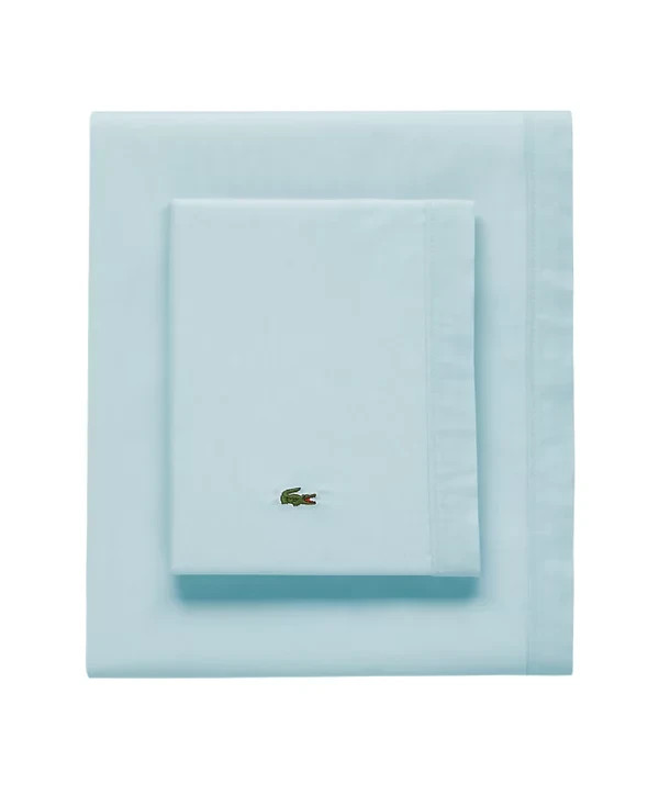 LACOSTE Slice 100% Cotton Percale 4-Pc. Sheet Set,FULL ,PALE AQUA.