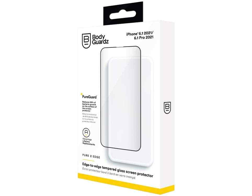 BodyGuardz Pure 2 Edge Temper Glass Screen Protector for iPhone 14 / 13 / 13 Pro