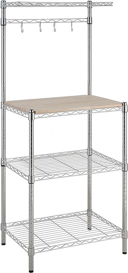 Kitchen Storage Stand Baker's Rack with Removable Top Chrome 18"D X 24" W X 59"H