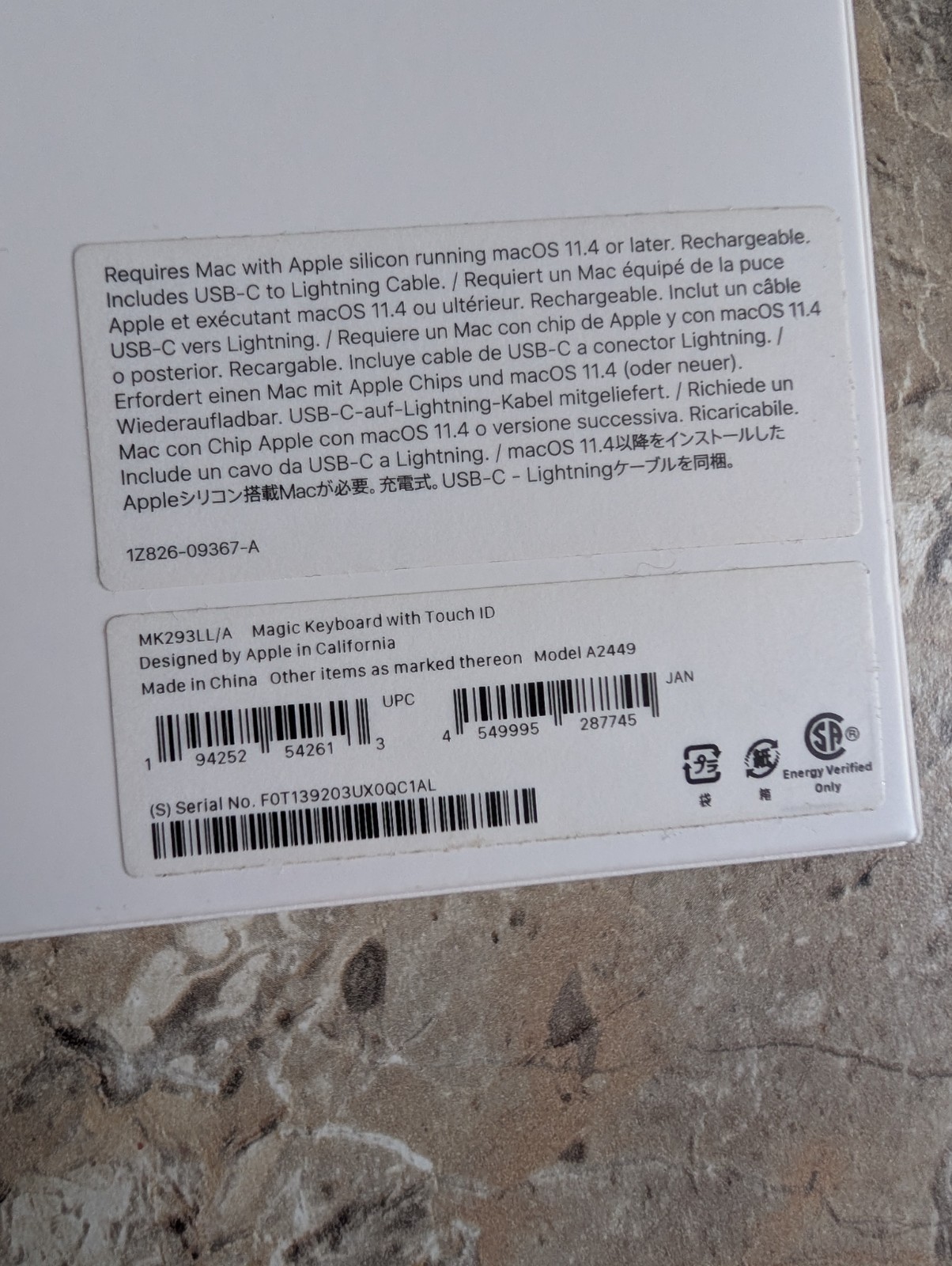 Apple Magic Keyboard with Touch ID Model A2449