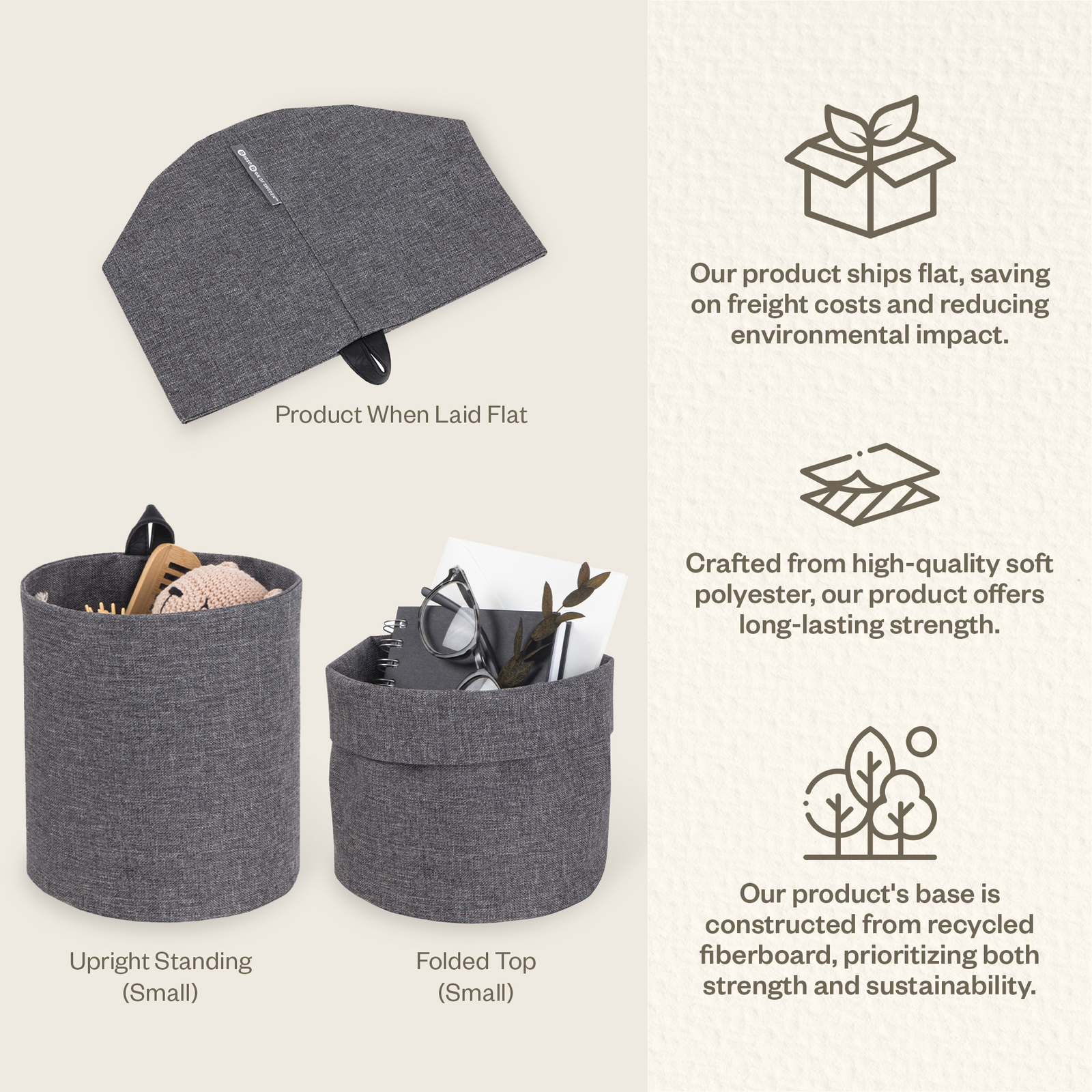 Bigso Soft Hang Around Hanging Storage Basket | Small | Grey