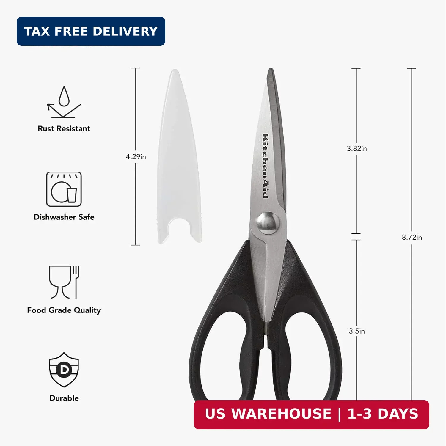All Purpose Kitchen Shears with Protective Sheath Durable Stainless S