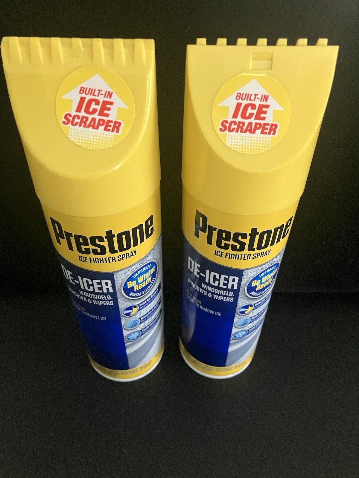 2 Pack-PRESTONE Windshield De-Icer-Spray Canister (17 oz.) Built In Ice Scraper