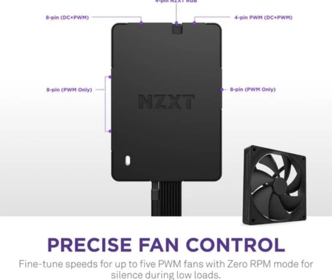NZXT Control Hub RGB Lighting PWM Fan Speed Controller CAM Software