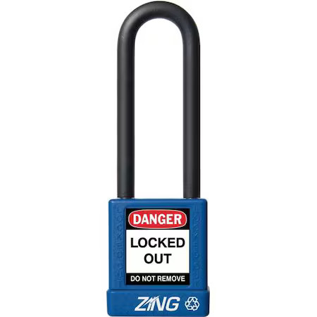 Zing 7048 Lockout Padlock, Keyed Different, Aluminum, Blue, 3 In Shackle