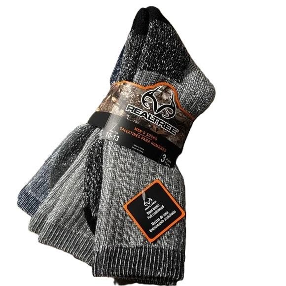 3 NEW PAIRS MENS REALTREE CREW SOCKS WARM WOOL BLEND HUNTING SOCKS 10-13
