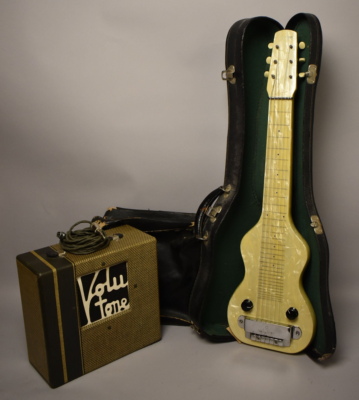 1930's Volu-Tone Hawaiian Lap Steel Guitar Pearl w/ Matching Combo Amplifier