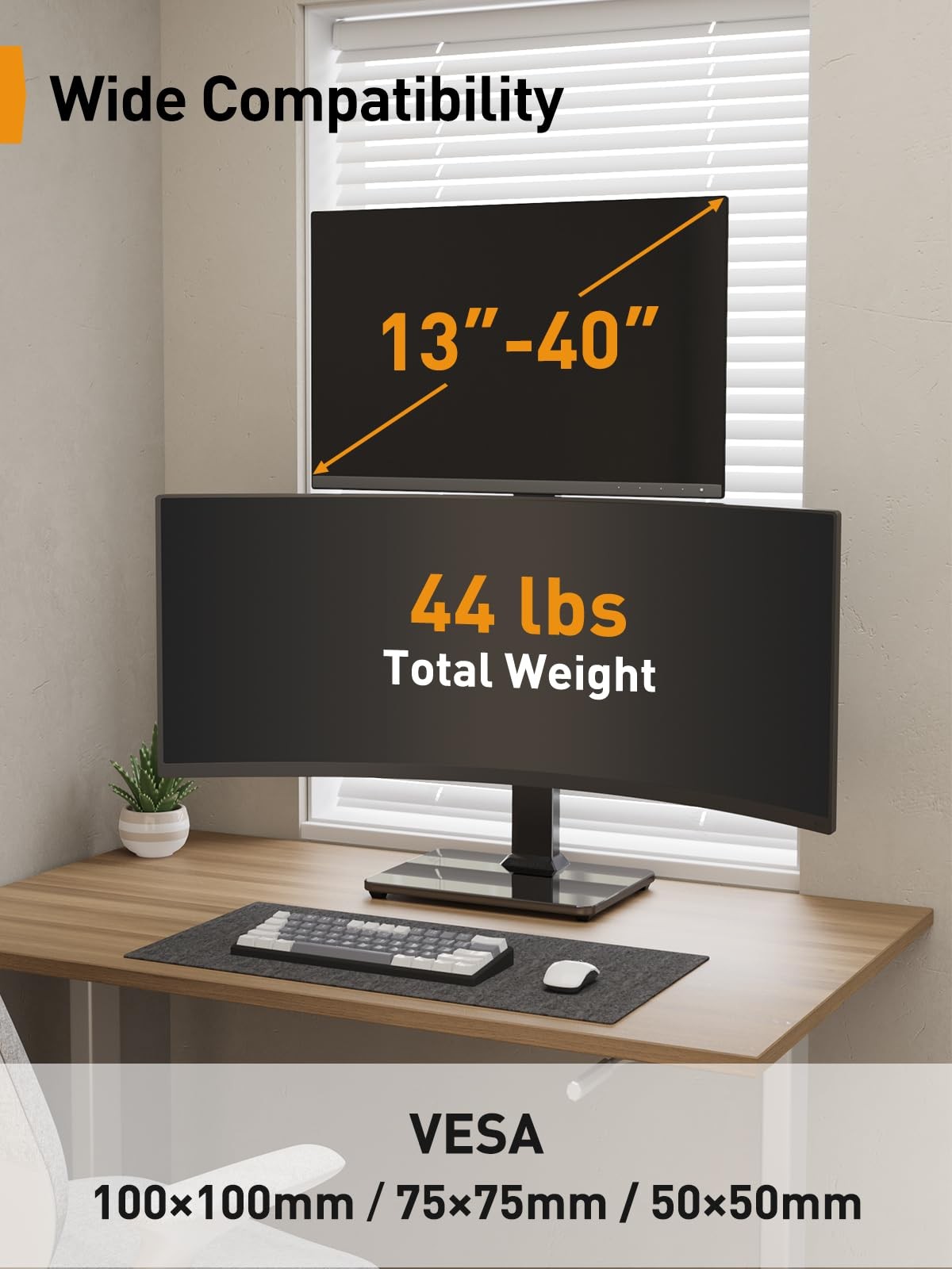 Monitor Stand, Dual Monitor Mount for Two 13-40 inch Screens, Vertical Monito...