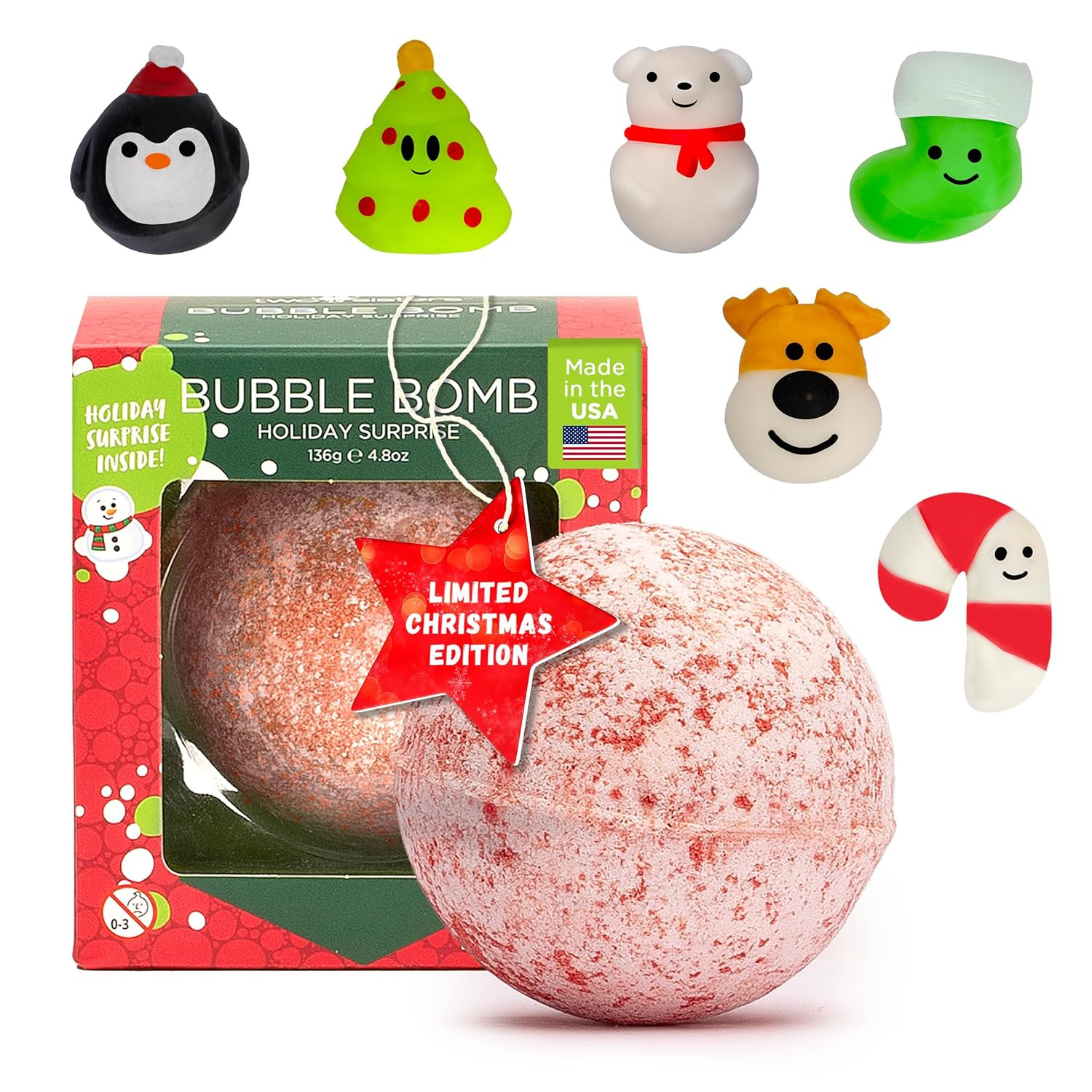 Christmas Bath Bomb for Kids with Surprise Bath Toys inside (Gift Set) - Stockin