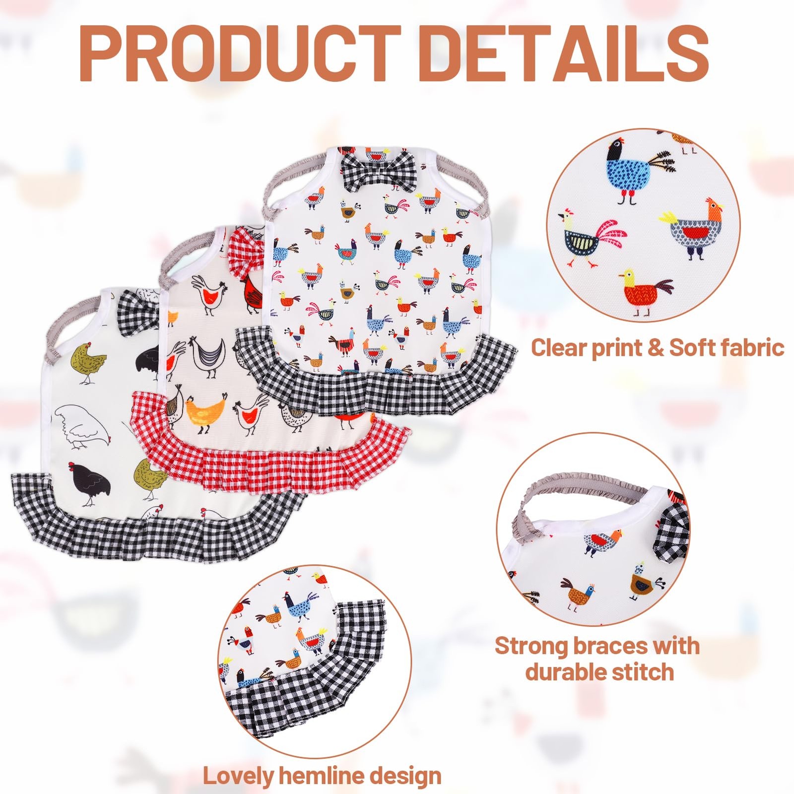 6 Pcs Chicken Saddle for Hens, Chicken Aprons Back Protector for Hens, Chickens