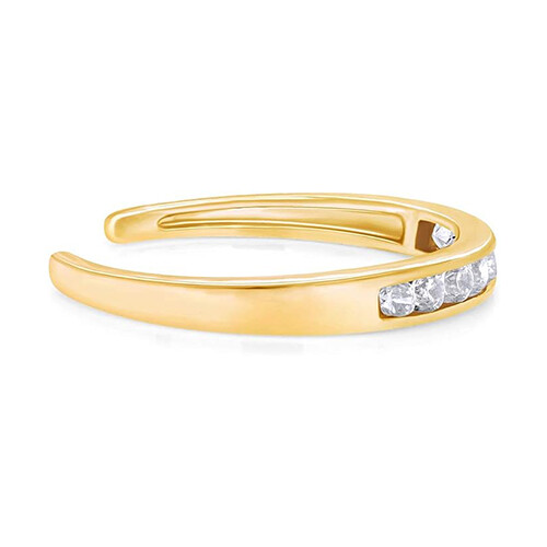 Adjustable Band Toe Ring Round Cut Simulated Birthstone 10k Solid Yellow Gold