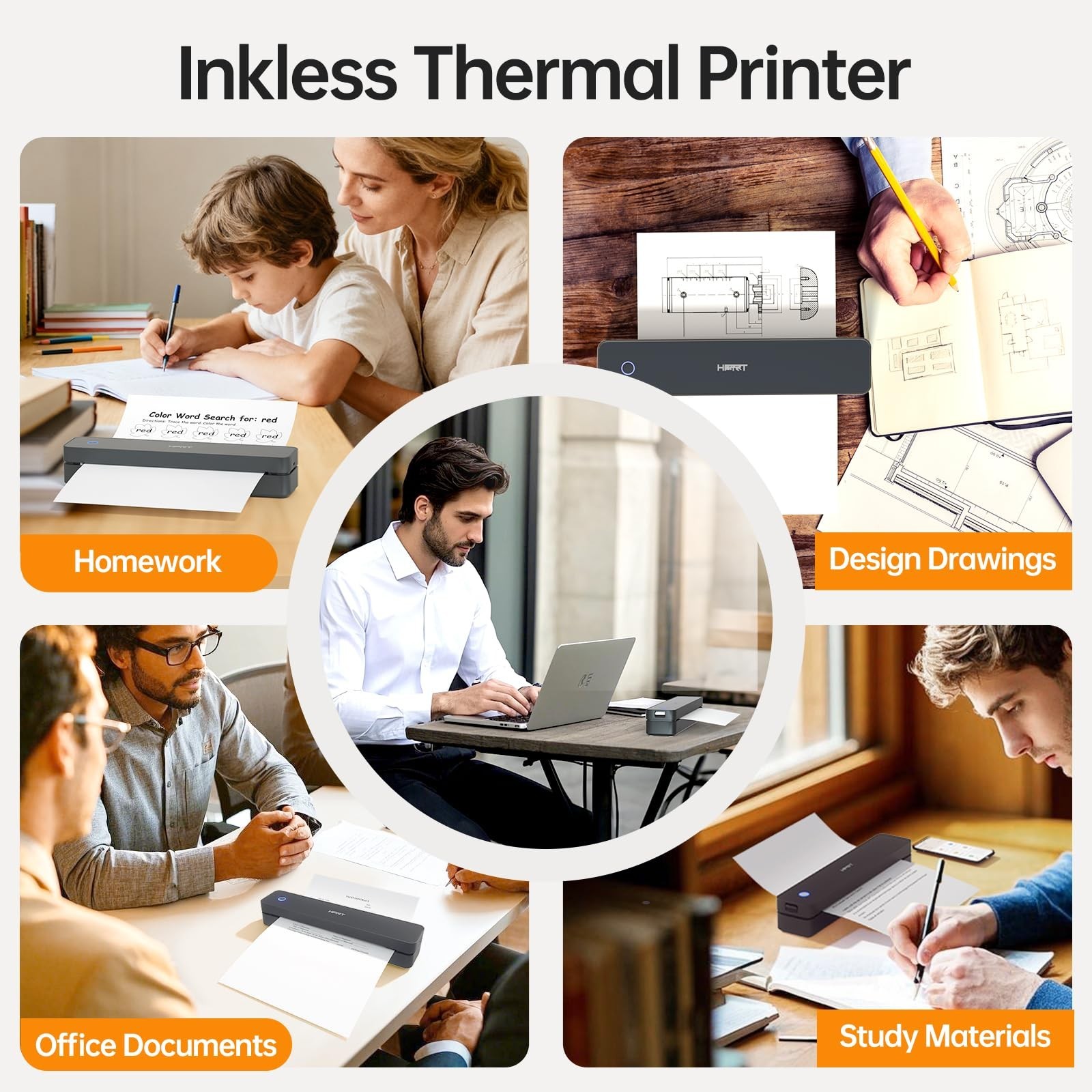 PRT Portable Printers Wireless for Travel - Bluetooth Thermal Printer Support...