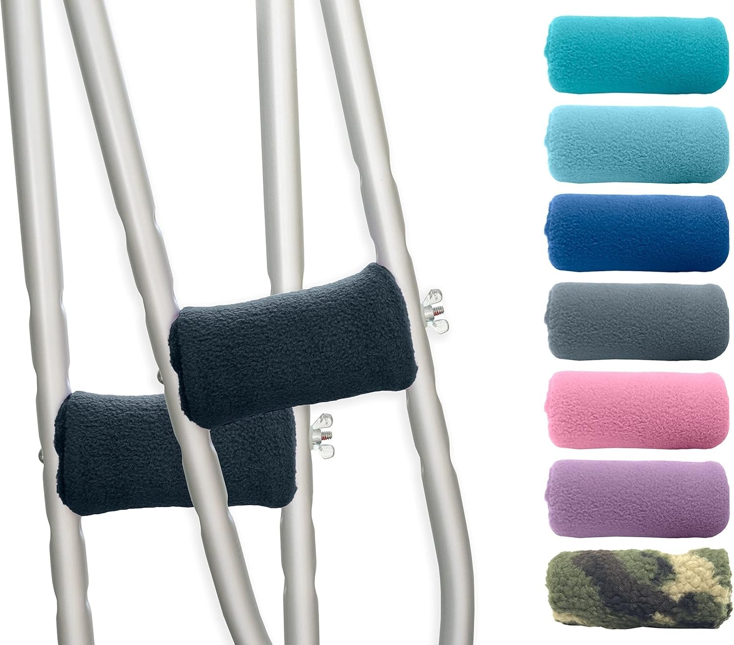 Universal Crutch Hand Grip Covers - Luxurious Soft Fleece with Sculpted Memor...