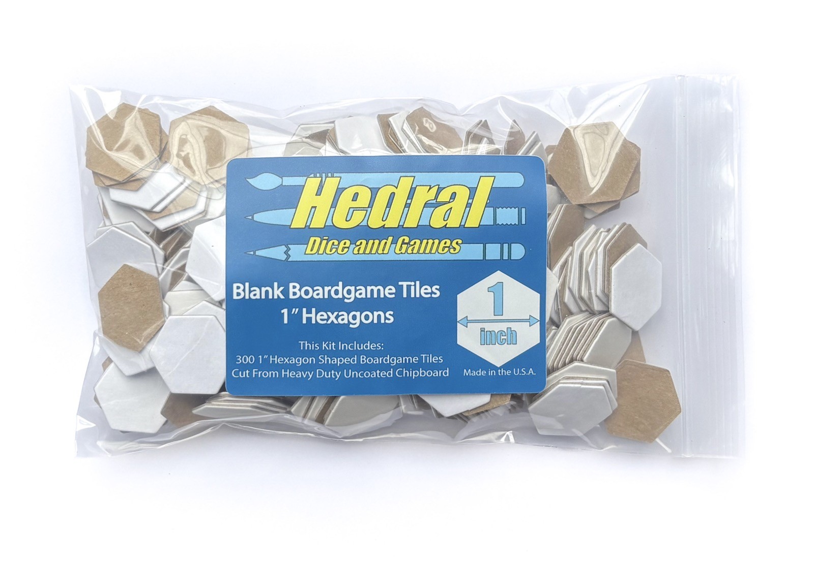 300 Blank 1" Hexagon Board Game Tiles Counters Tokens Markers DIY D&D 1.5mm