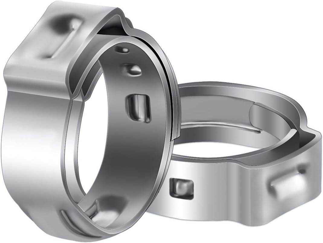 360-Degree Watertight Seal - 50 Pack 1/2 Inch Stainless Steel PEX Cinch Clamps