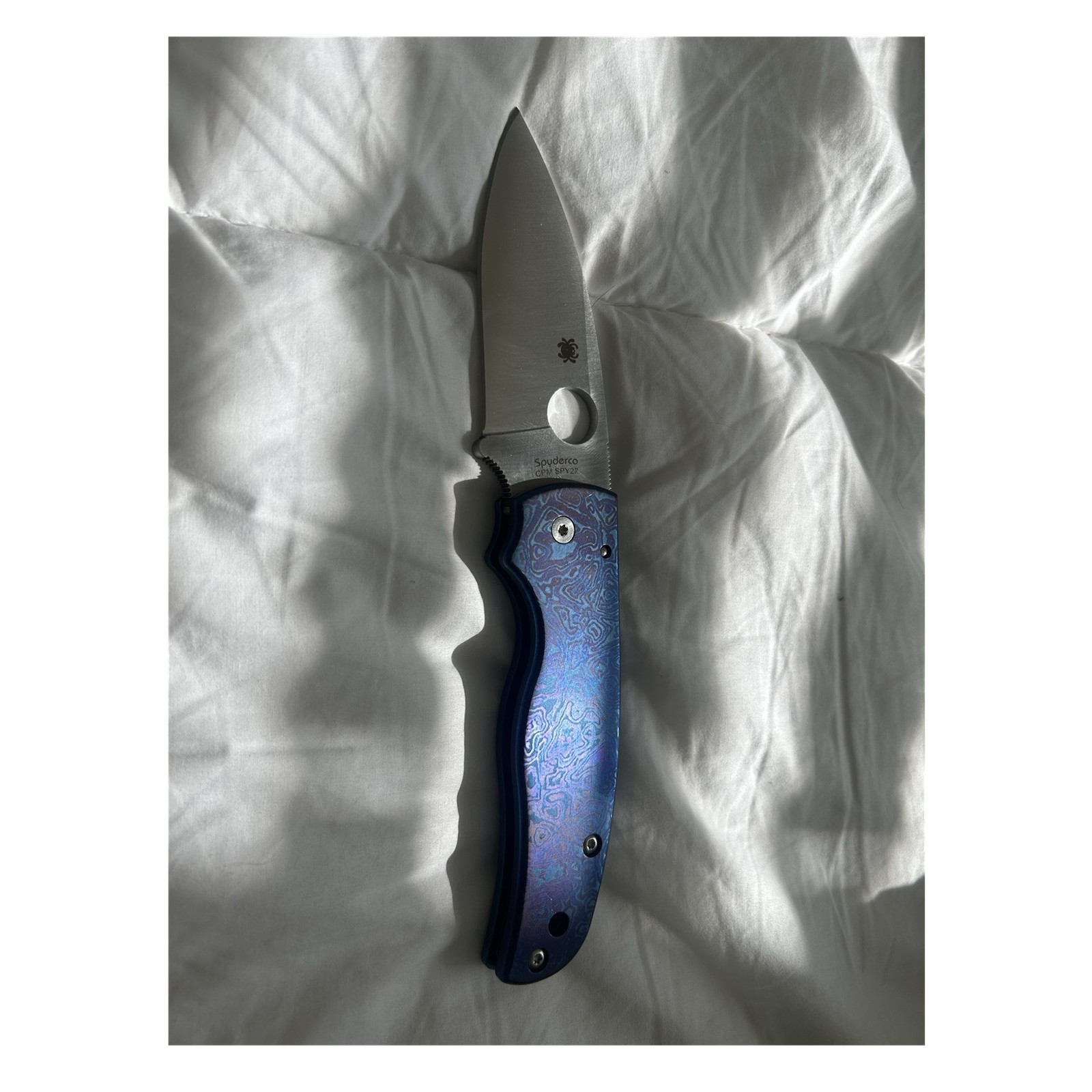 Spyderco Shaman CPM SPY27 modded w/ titanium scales, No Cut No Carry