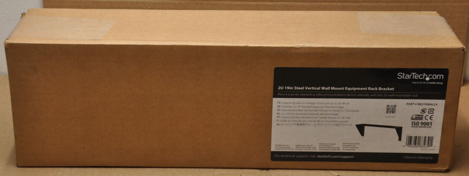 StarTech RK219WALLV 2U 19in Steel Vertical Wall Mount Equipment Rack Bracket NEW