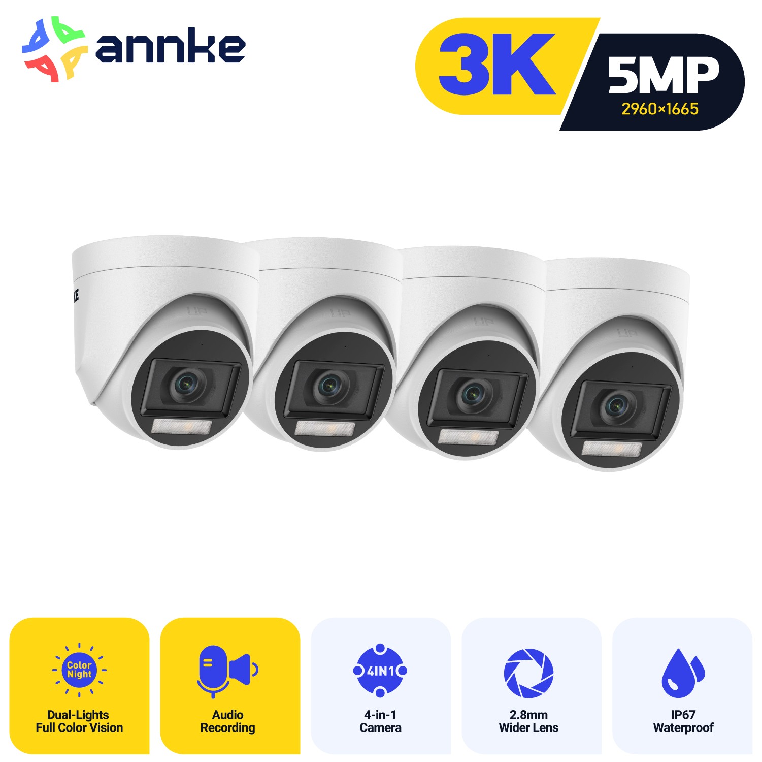 ANNKE 8MP/5MP/1080P IR Night Vision Home Outdoor Security Camera for CCTV System