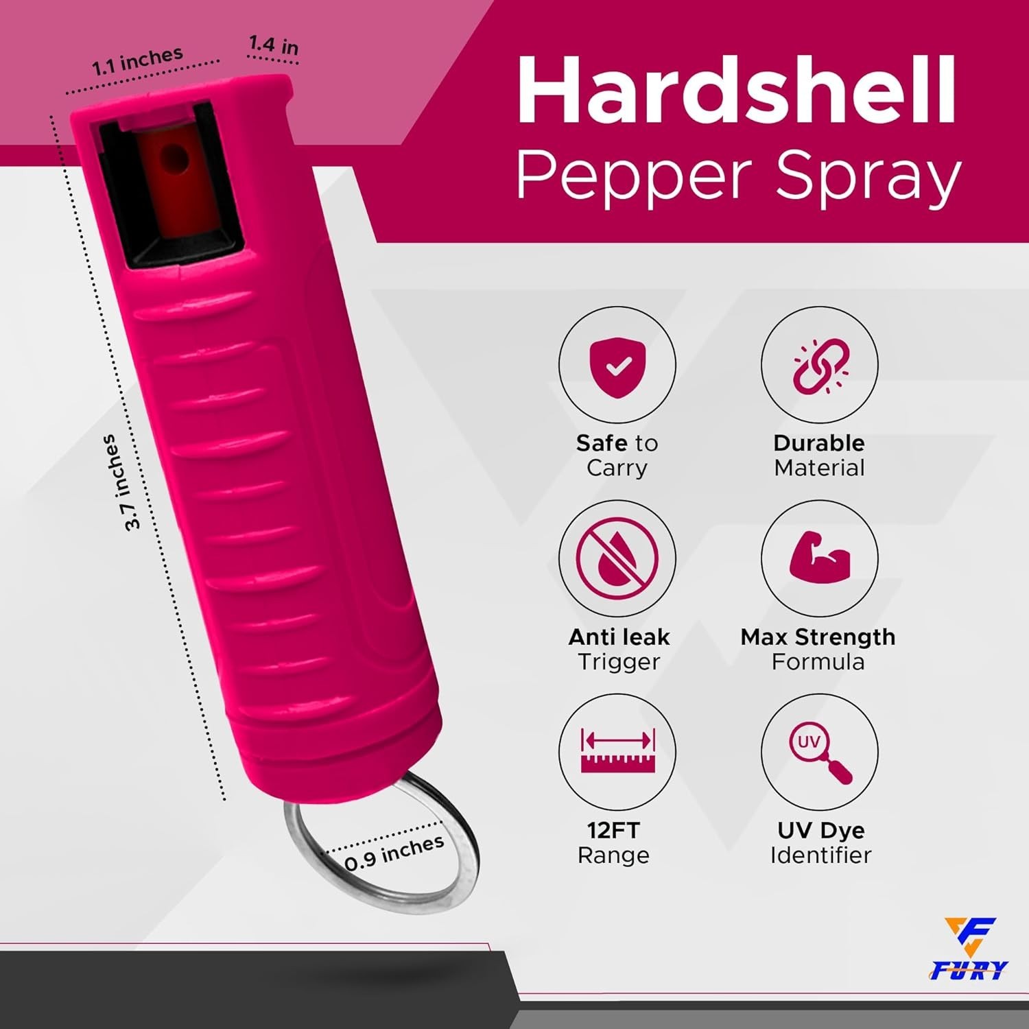 Ultra-Reliable Hardshell Pepper Spray - 12Ft Range, Quick Deploy & Colorful