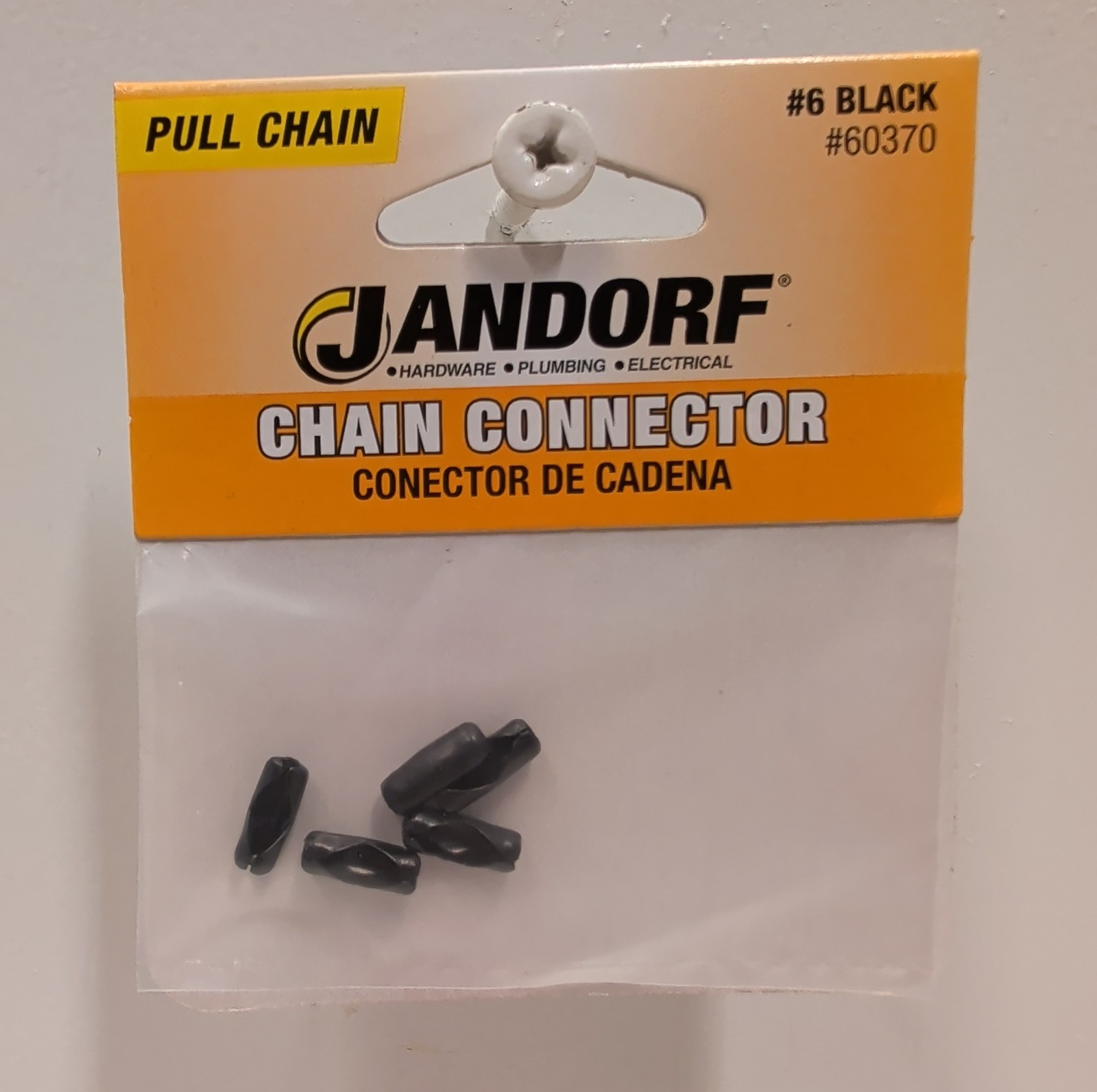 Jandorf 60370 Black Beaded Chain Connectors #6 Links Two Chains New