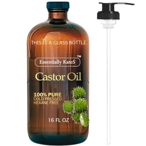 Cold-Pressed Organic Castor Oil in Glass Bottle - 16 Fl Oz - 100% Pure and Natur