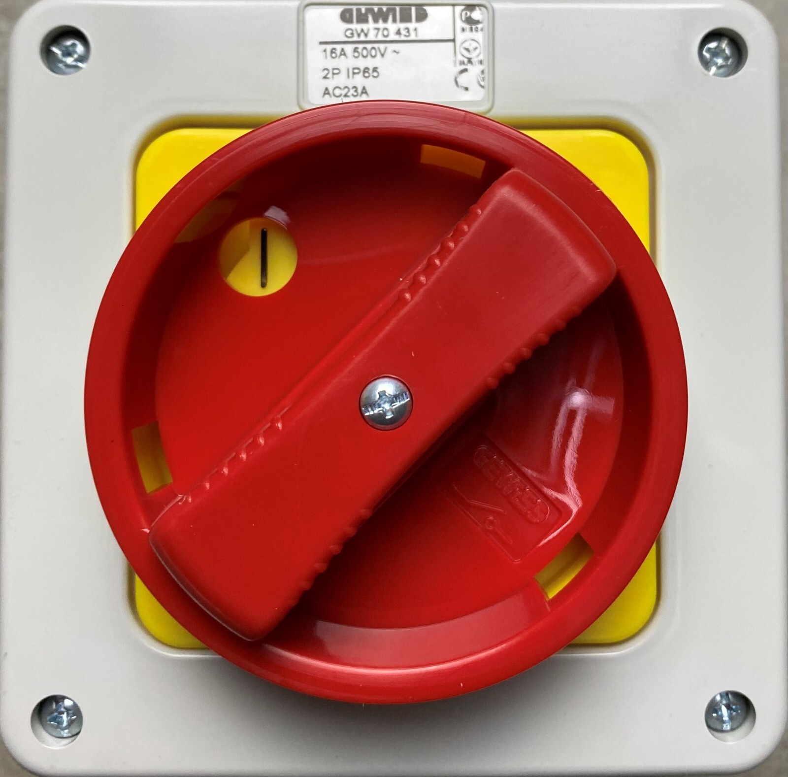 GEWISS GW70431 Rotary Switch, Wall Mounting, Lockable, 2P 16A, 500V, IP65