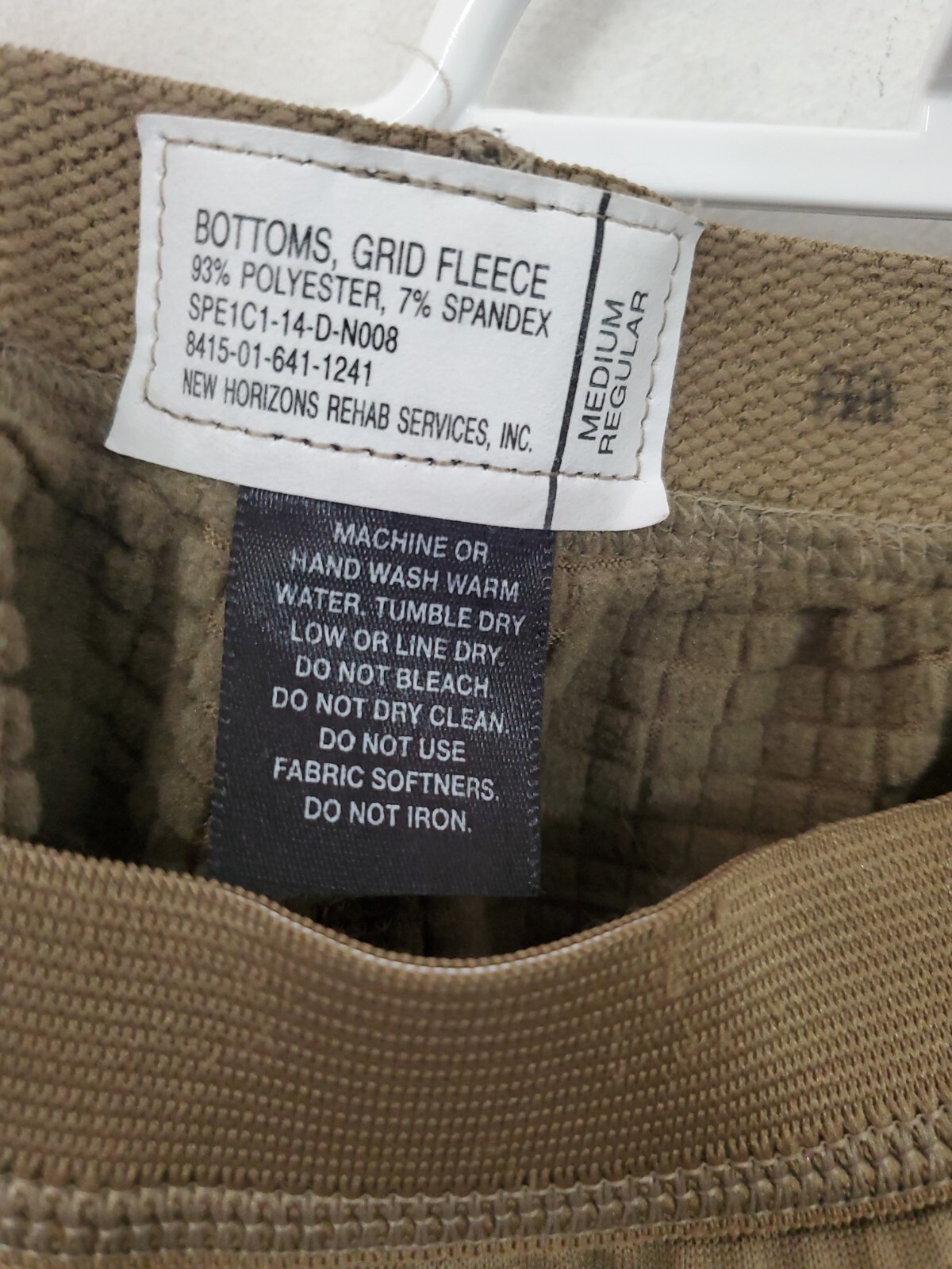 Level 2 Cold Weather Bottoms Grid Waffle Fleece pants tan medium regular coyot