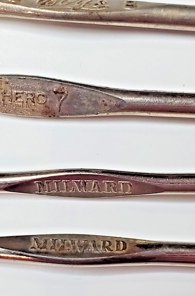 7 small tip crochet hooks Milward Boyle Bates Hero