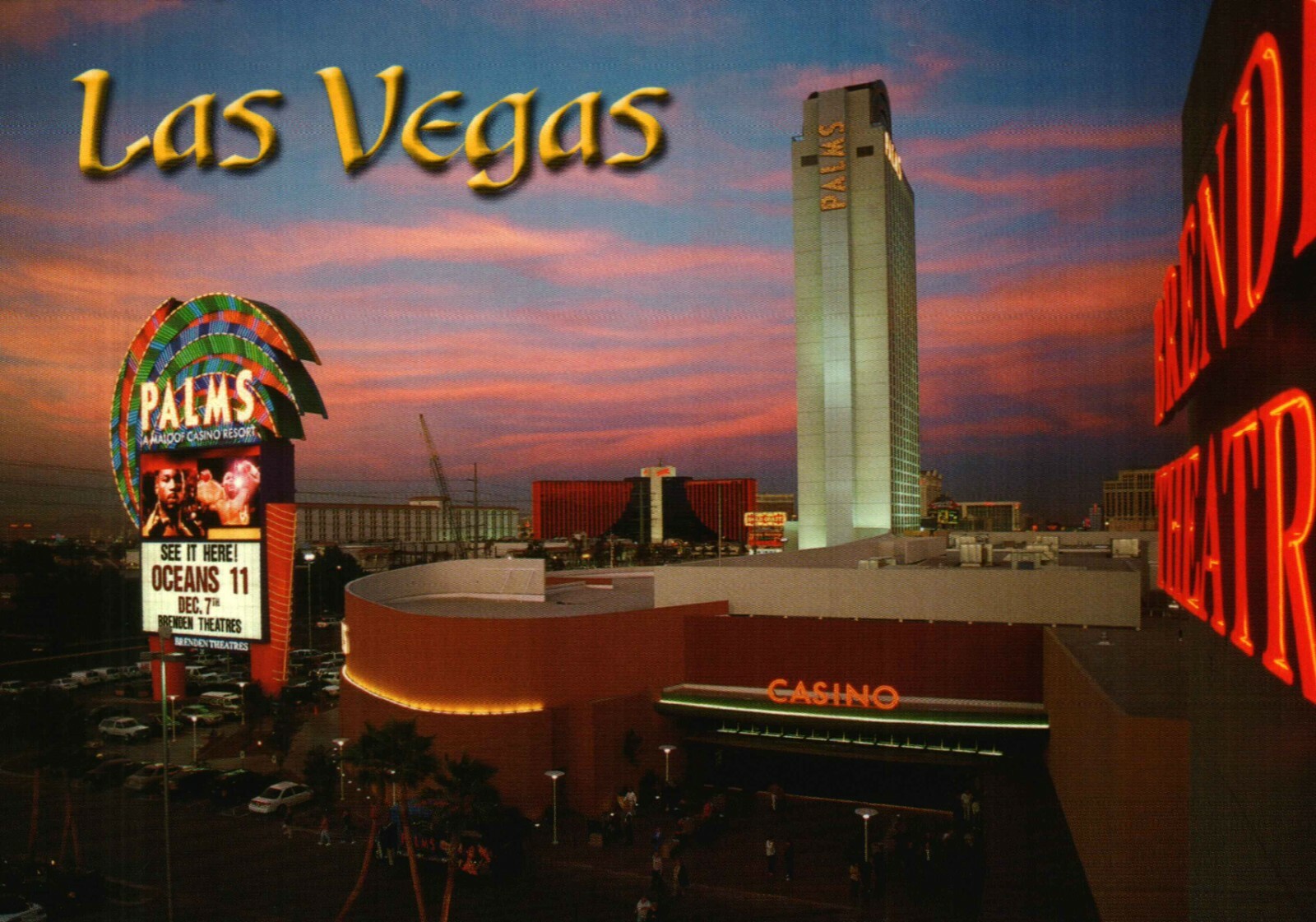 Las Vegas Postcard  --  The Palms Hotel & Casino  -  with Oceans 11 Marquee