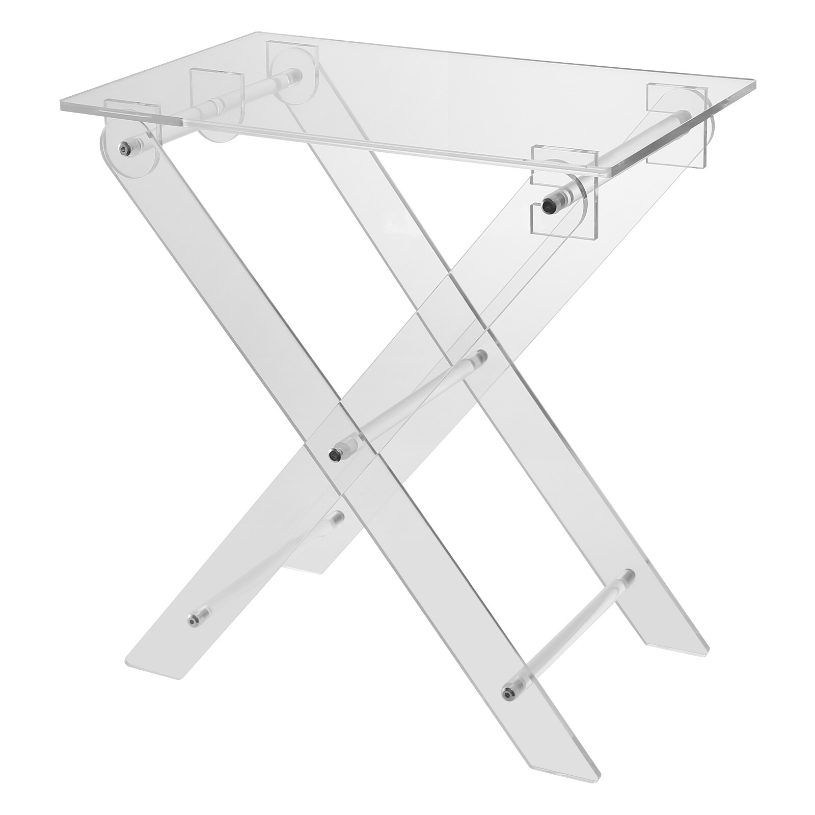 50cm/19.69in Folding Table Multifunctional Portable Acrylic Table X-Shaped Clear