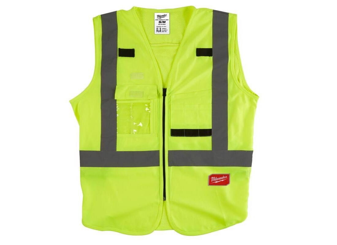 High-Visibility Safety Vest, L, XL, Unisex, Fits to Chest Size: 42 to 46 in, Pol