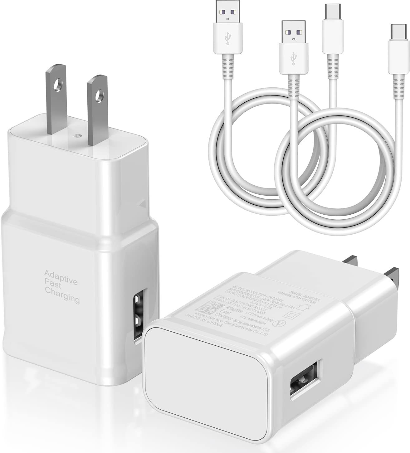 Authentic Samsung Adaptive Fast Charger Wall Plug & 3.3ft Type C Cable (2-Pack)