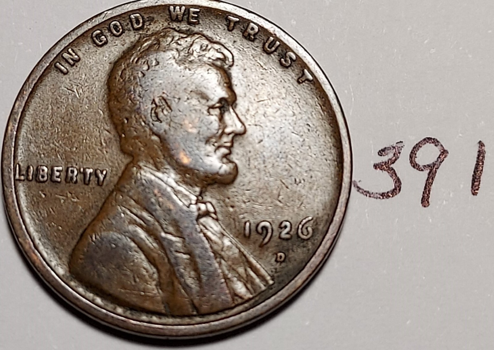 1926-D Lincoln Wheat Cent FINE #391