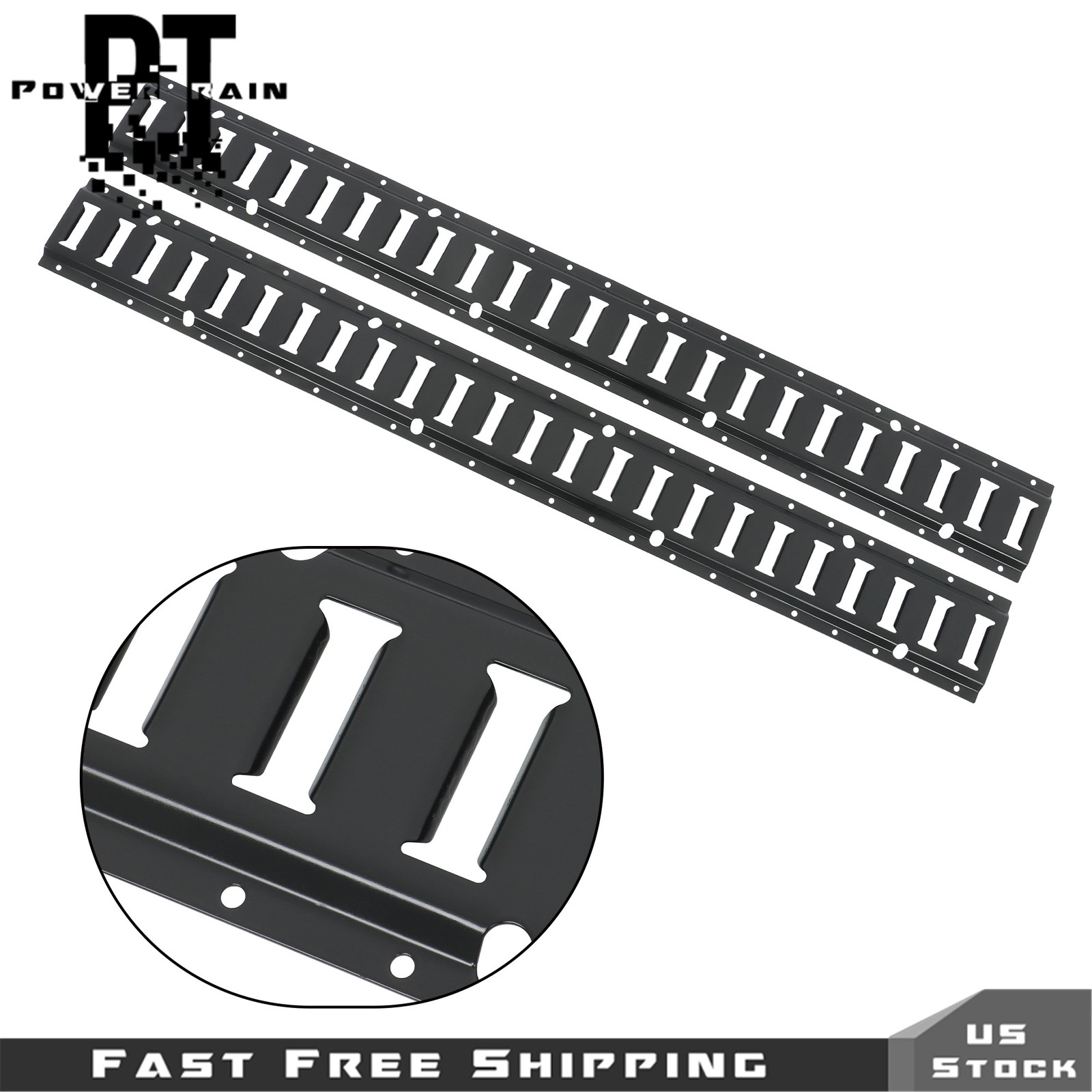 6 Pack 4' E Track Tie Down Rail Galvanized Steel Rail Powder-Coat Black