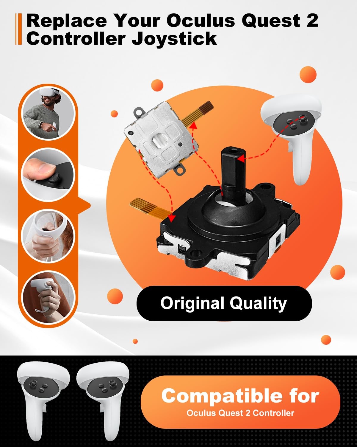 DUXICEPIN 2 Pack Joystick Replacement for Meta/Oculus Quest 2 Controller