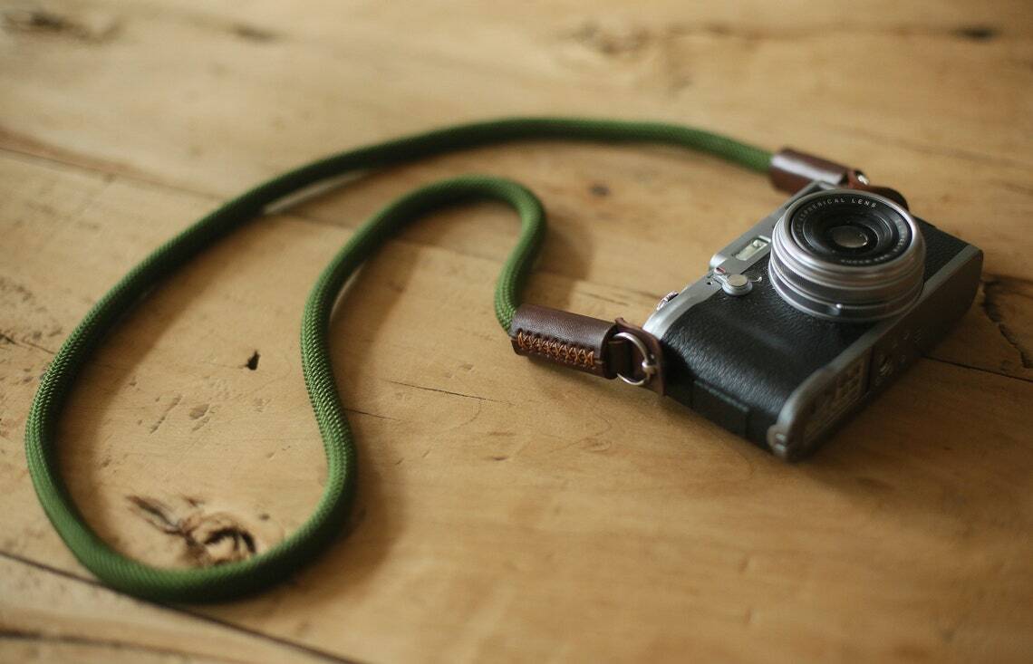 Army green climbing rope 10mm handmade camera strap