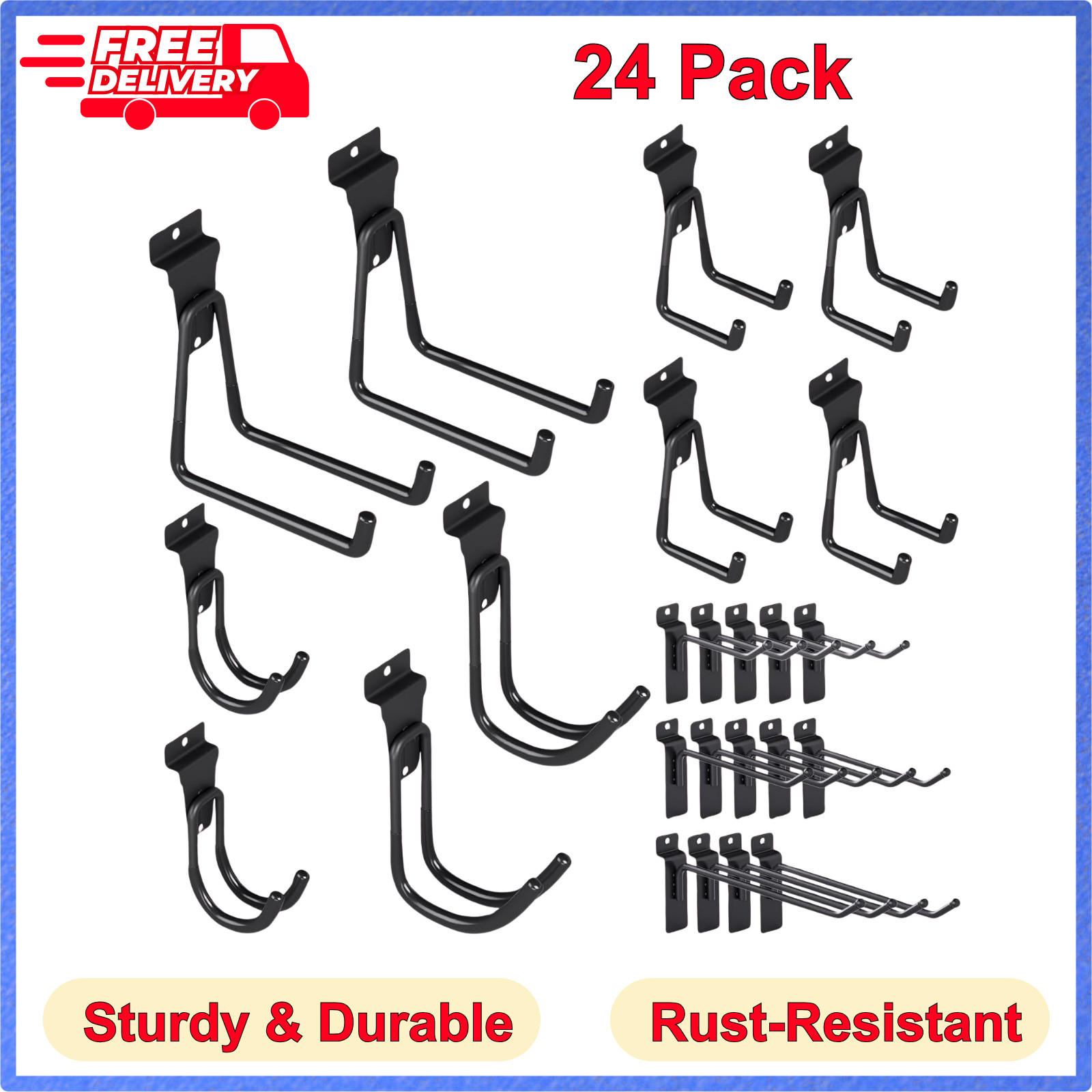24 Pack Heavy Duty Slatwall Hooks Black Slatwall Panel Accessories Utility Hooks