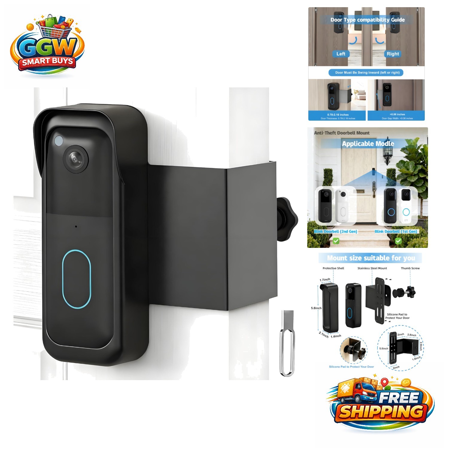 Weatherproof Anti-Theft Blink Doorbell Holder for Renters - Easy Installation