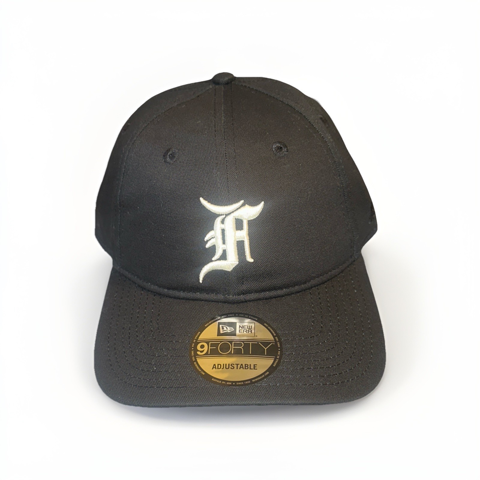 Fear Of God (Black) New Era Dad Hat 9Forty Black  (White Thread Logo) NWT