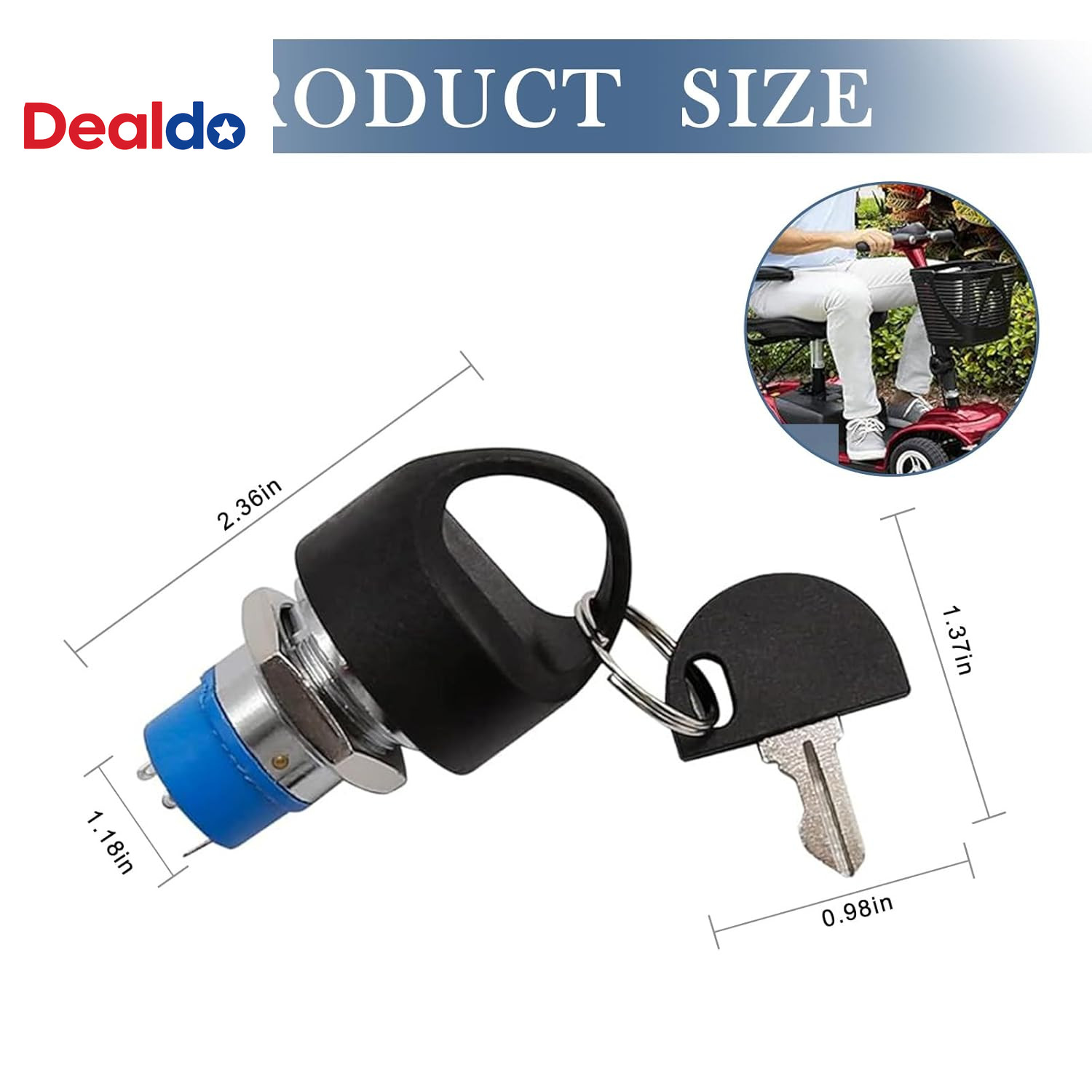 Mobility Scooter Key Switch, Ignition Starter on off Switch Lock, Electric Vehic