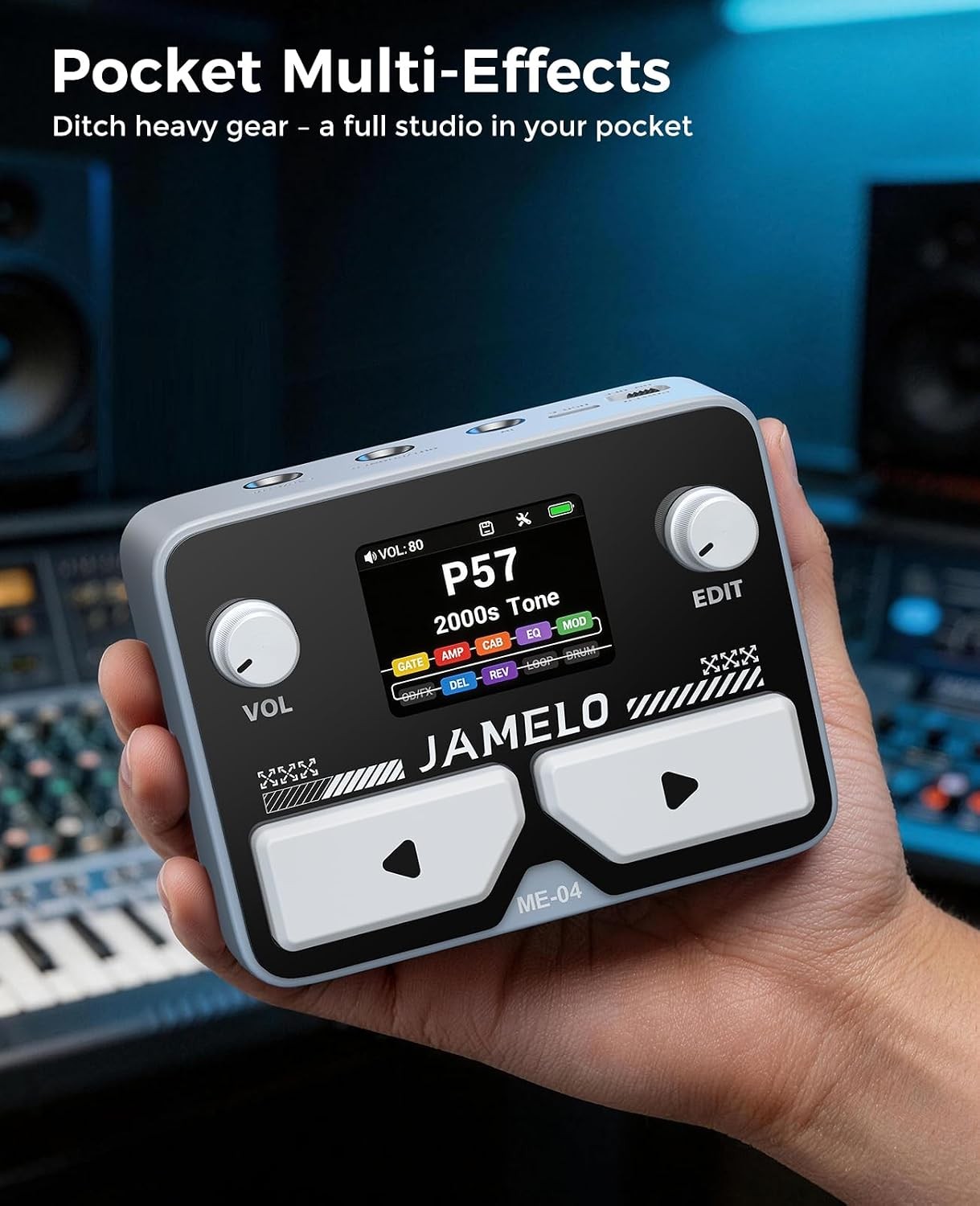 Pocket Guitar Multi Effects Pedal, with 125 Effects, 99 Presets, 30 Amp Modeling