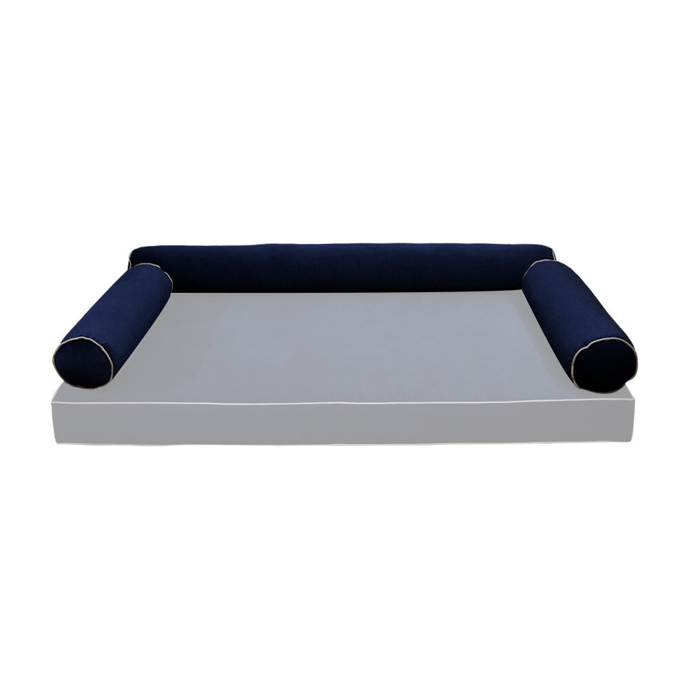STYLE V6 Full Velvet ContrastPipe Indoor Daybed Bolster Pillow |COVER ONLY|AD373