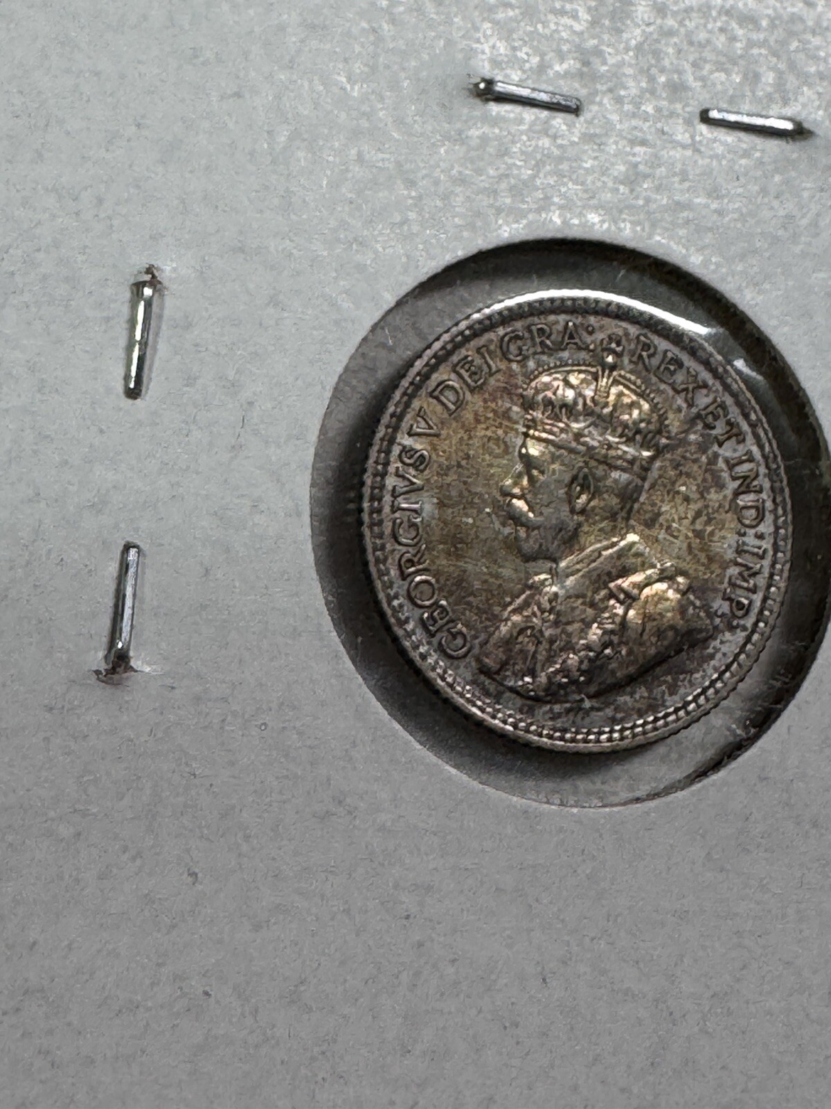 1920 Canada 5 Cents Small Silver Coin Cleaned