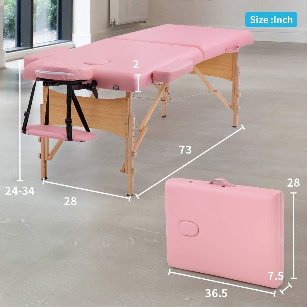 Massage Bed Portable Massage Table 28 inch Wide Lash Bed Height Adjustable 2 ...